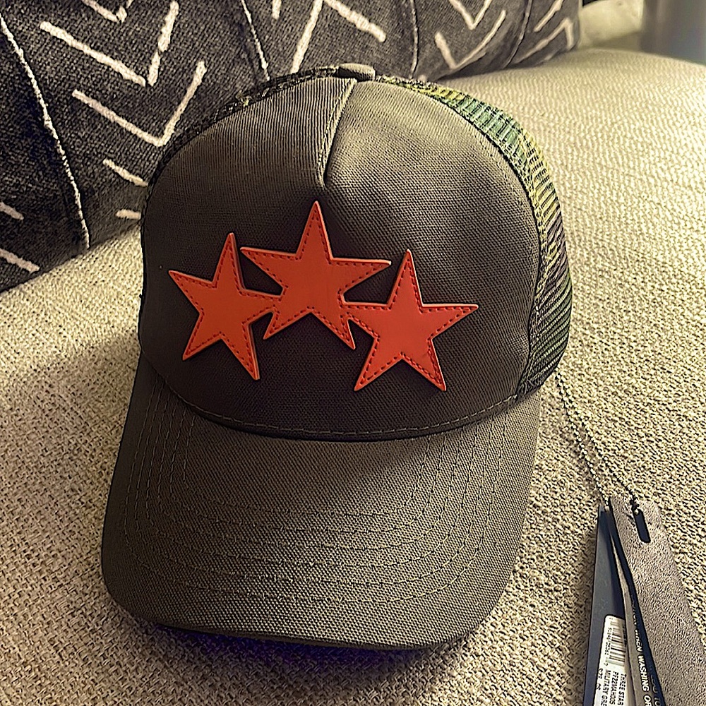 Men's army green 3 star Amiri baseball cap